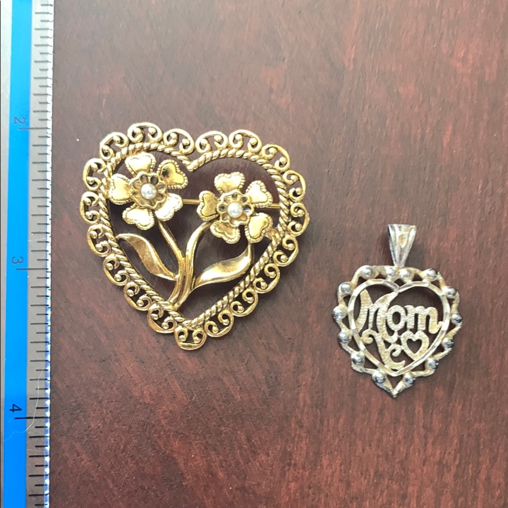Vintage Gold and Silver Heart Jewelry Set (J135)